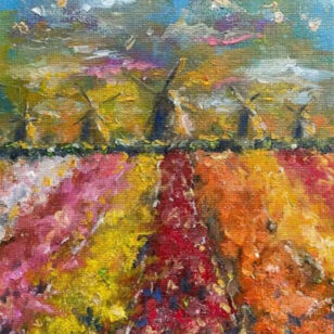 Tulip Field original oil painting
