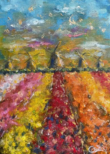 Tulip Field original oil painting