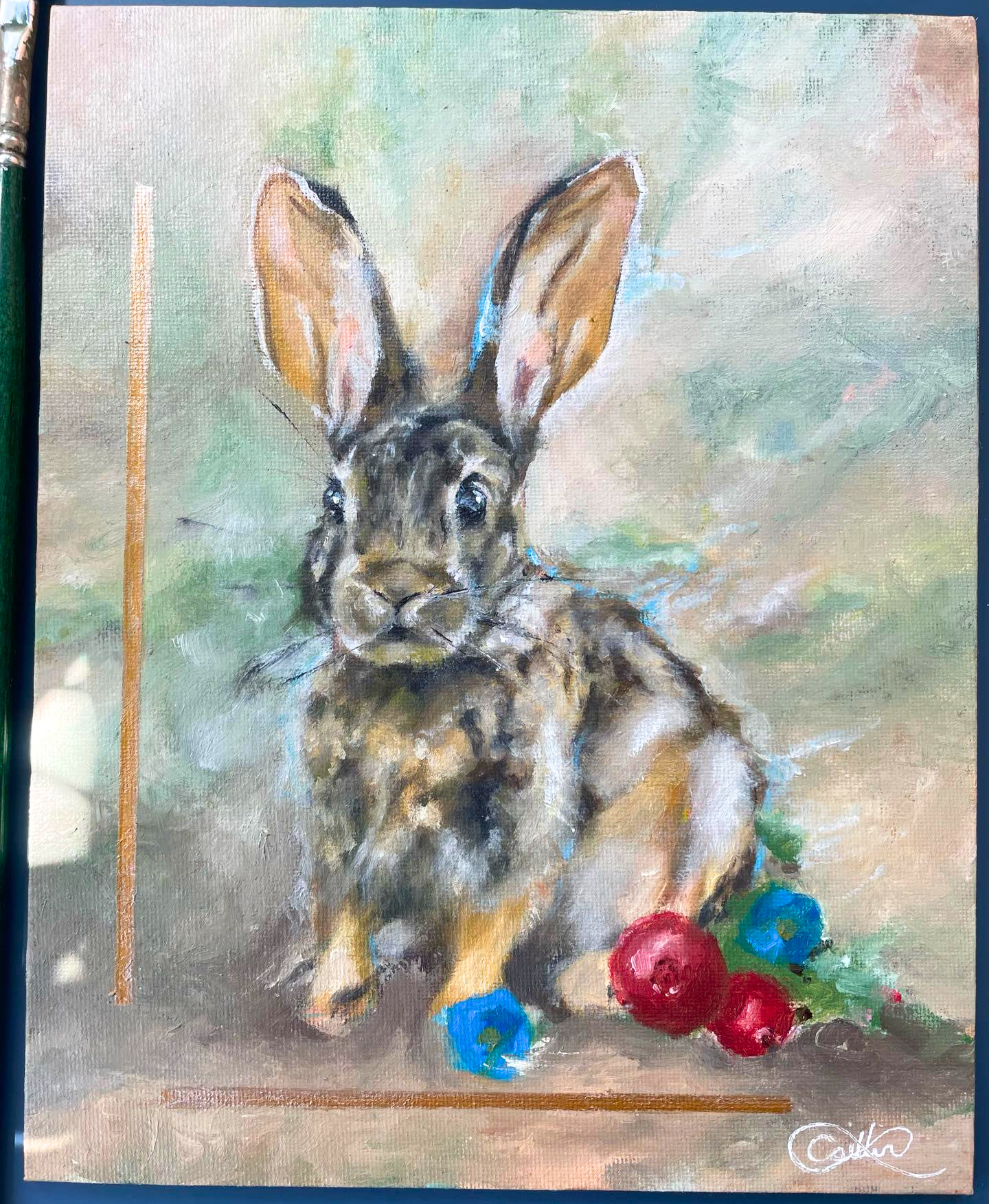 rabbit original oil painting